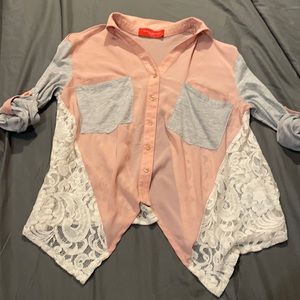 Akira Chicago Button Down Blouse Top